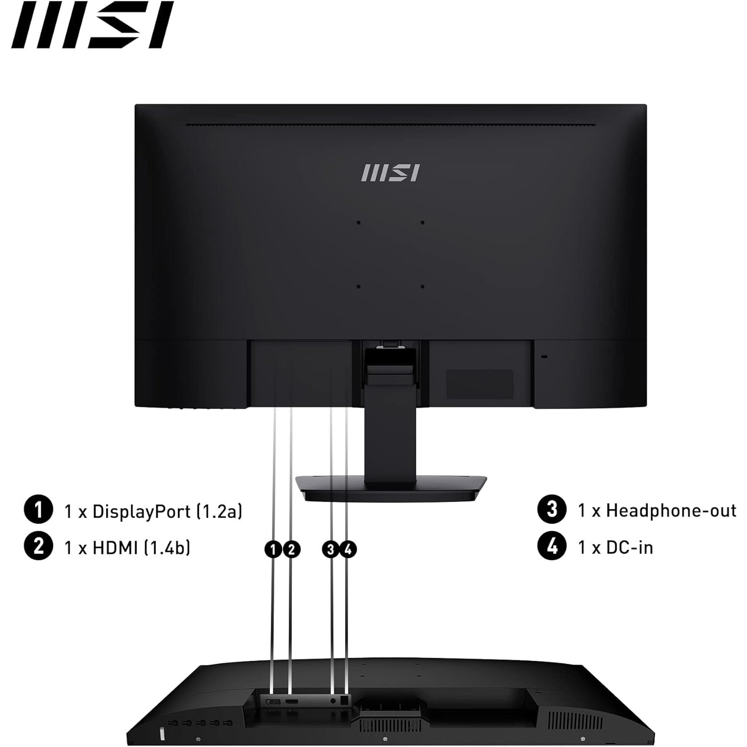 Moniteur MSI PRO MP273 Plat 27", Full HD (1920x1080), 75Hz, 5ms, IPS 1x HDMI et 1x DP, norme VESA 75x57mm