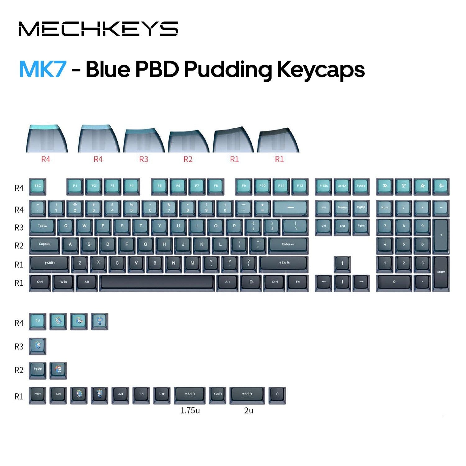 OVERCLOCK MECHKEYS Blue PBT Pudding Keycaps - OVERCLOCK Computer