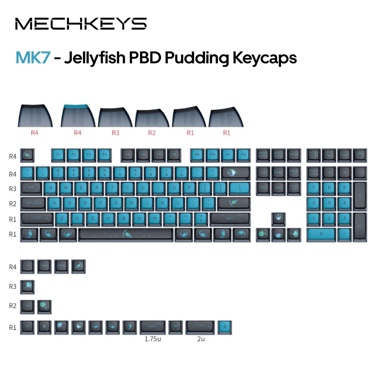 OVERCLOCK MECHKEYS Jellyfish PBT Pudding Keycaps - OVERCLOCK Computer